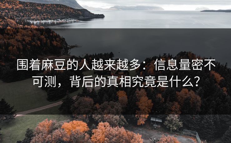 围着麻豆的人越来越多：信息量密不可测，背后的真相究竟是什么？