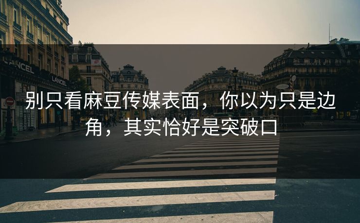别只看麻豆传媒表面，你以为只是边角，其实恰好是突破口