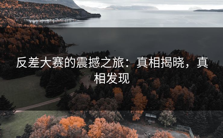 反差大赛的震撼之旅：真相揭晓，真相发现